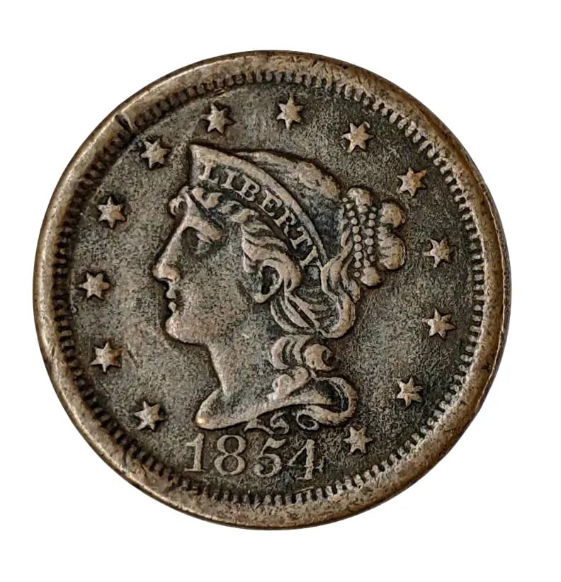 FEATURE- 1854 Large Cent: Excellent Condition & Clear Definition!