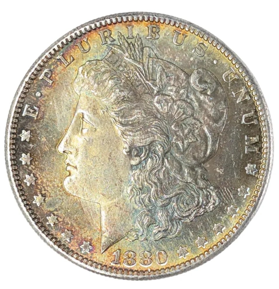 1880-S Morgan Silver Dollar- Beautiful Toning!: _