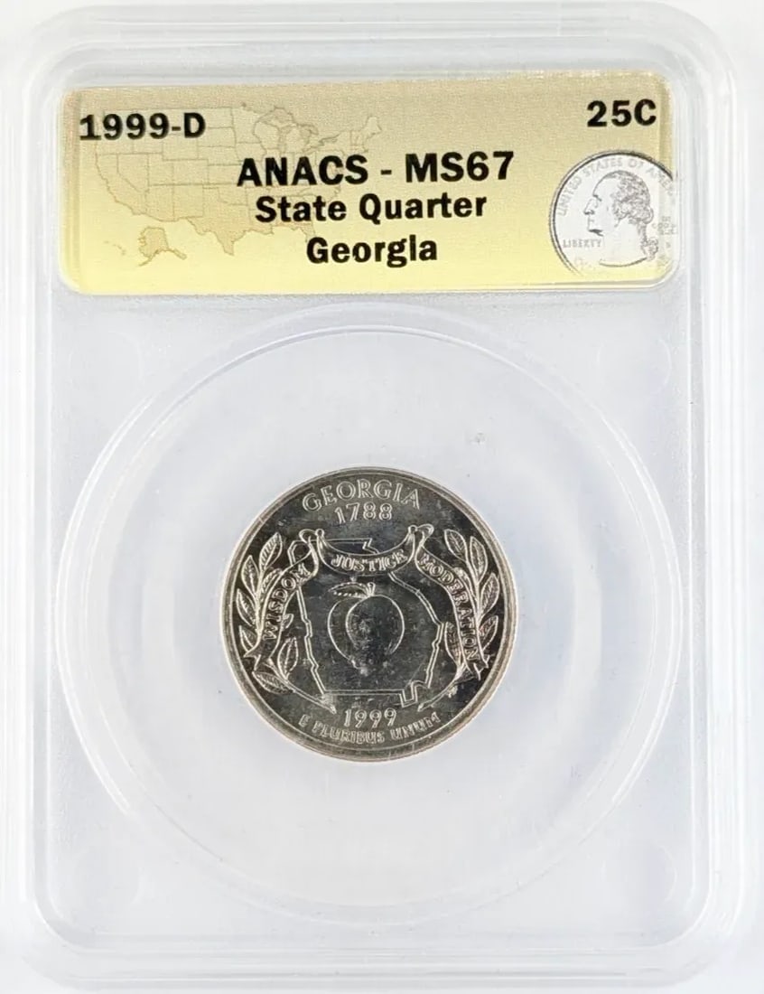 ANACS 1999-D MS67 State Washington Quarter- GA: _