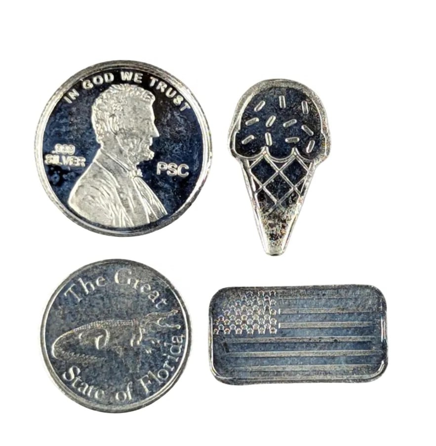 4 Grams .999 Fine Silver- Ice Cream, Flag, Lincoln, FL: _