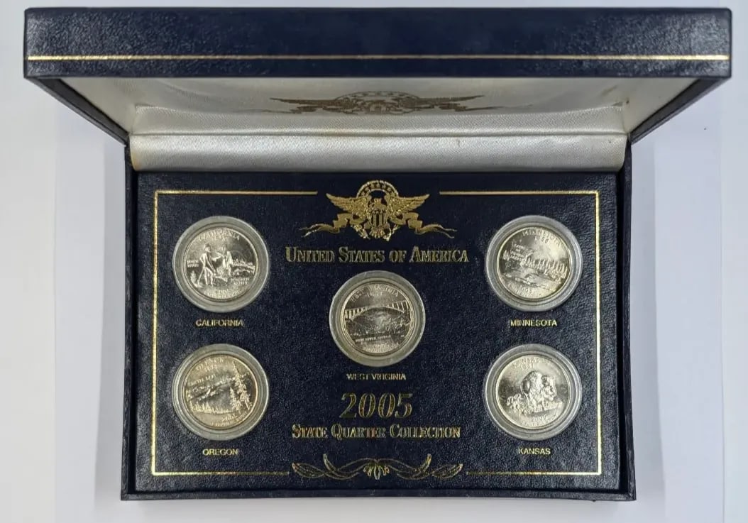 2005 US State Quarter Collection- CA, MN, OR, KS.WV: _