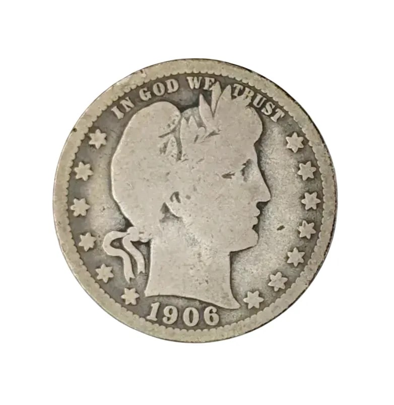 1906-O Silver Barber Quarter (1 of 2)
