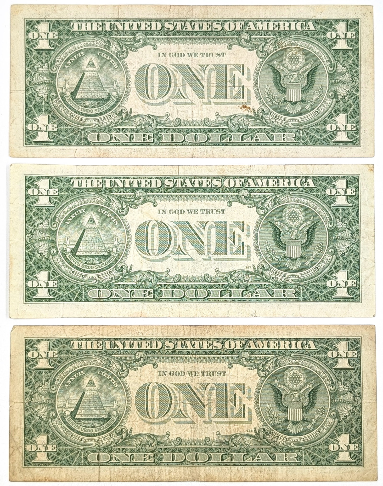 Lot of 3- 1957 A/B $1 Notes - Silver Certificates - 2