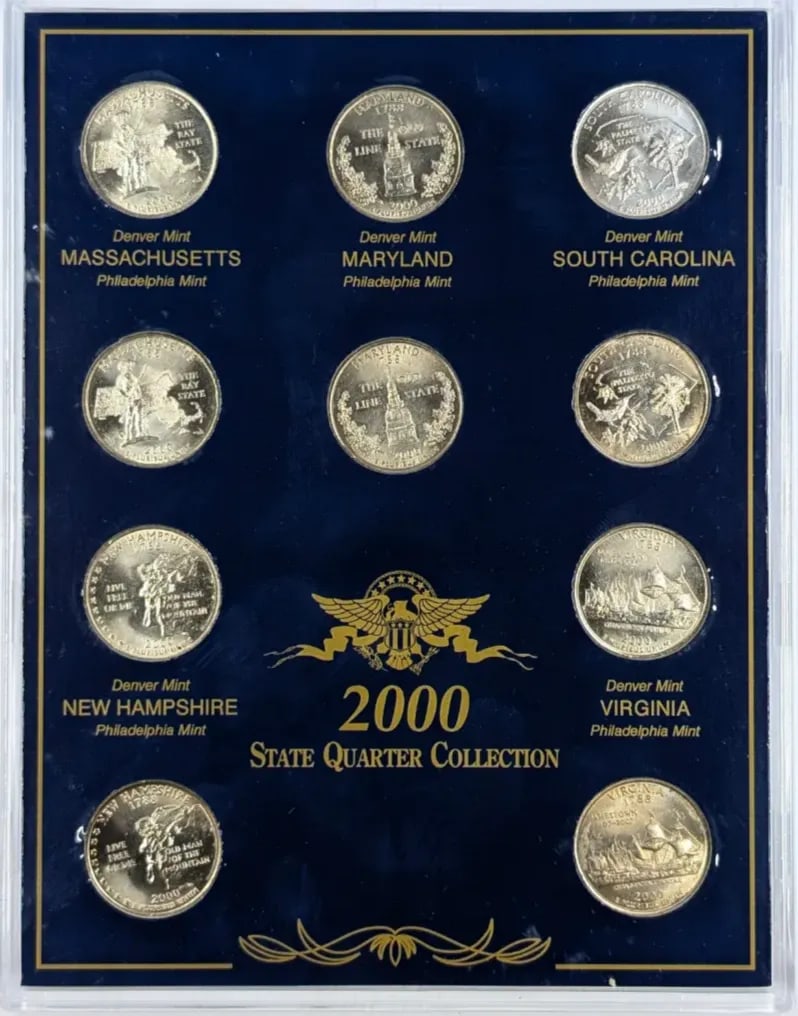 2000 US State Quarter Collection- MA, MD, SC,NH, VA: _