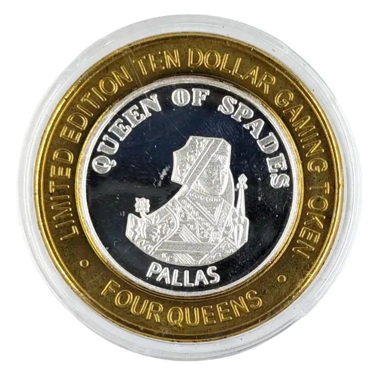 .999 Fine Silver Limited Edition 10 Dollar Gaming Token- Four Queens Casino/Hotel Las Vegas: _
