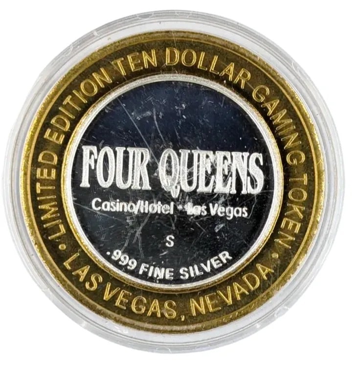 .999 Fine Silver Limited Edition 10 Dollar Gaming Token- Four Queens Casino/Hotel Las Vegas - 2