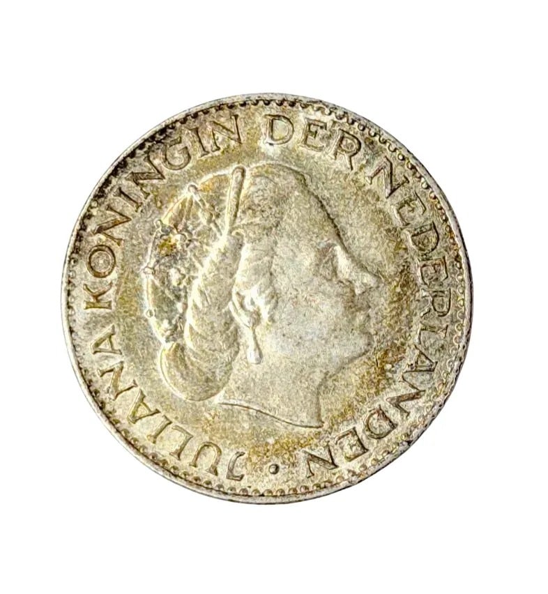 1955 Silver Netherlands 1 Gulden: 72% Silver