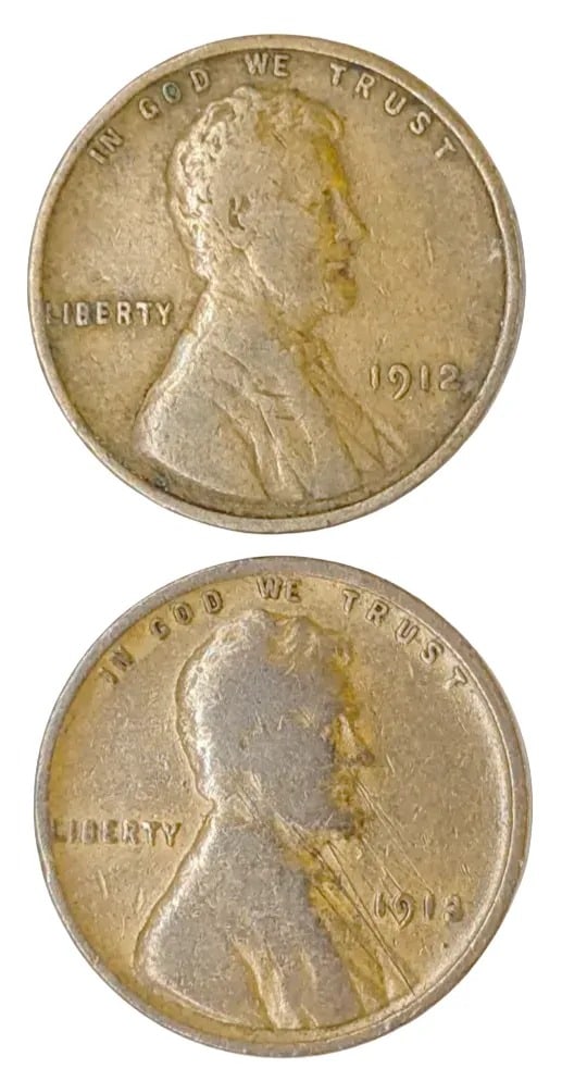 Lot of 2 Wheat Cents- 1912, 1913: _