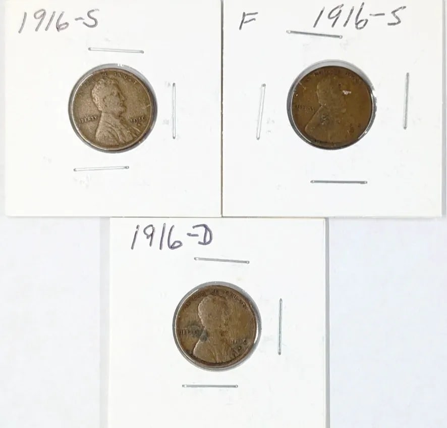 Lot of 2 Wheat Cents- 1916 S(2)/D: _
