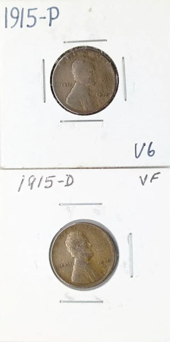 Lot of 2 Wheat Cents- 1915 P/D: _