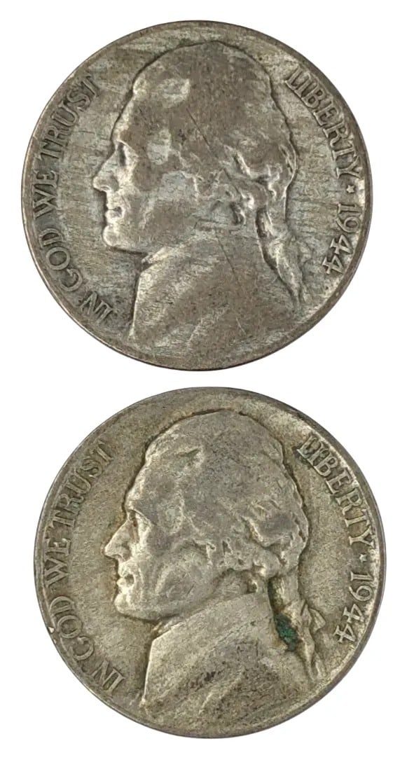 Lot of 2 Silver War Nickels- 1944: _