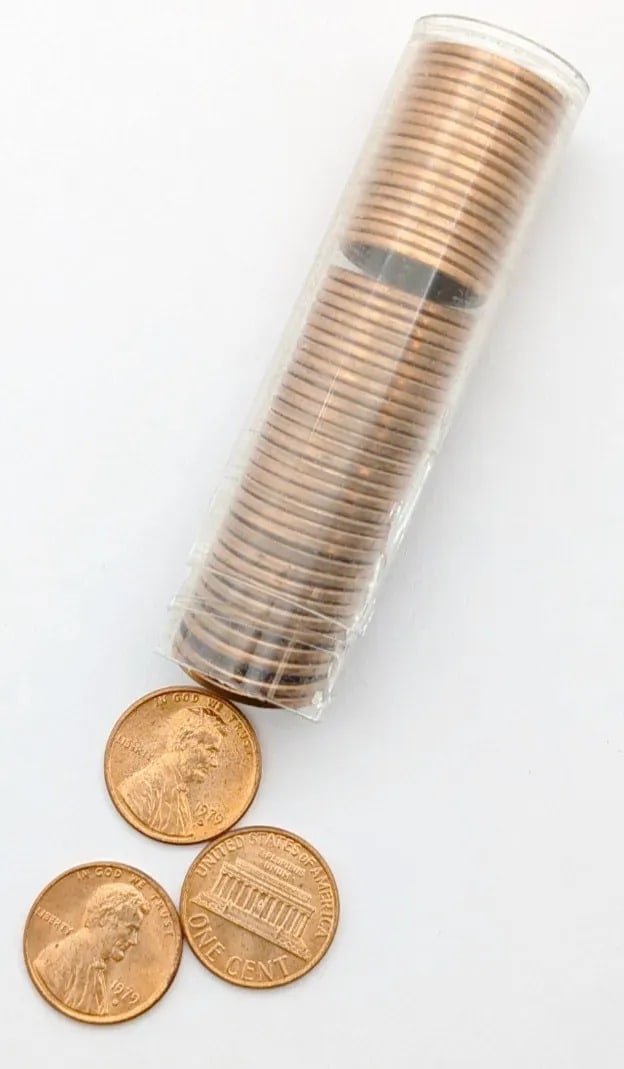 Tube of 50- 1979-D Uncirculated Lincoln Cents: _