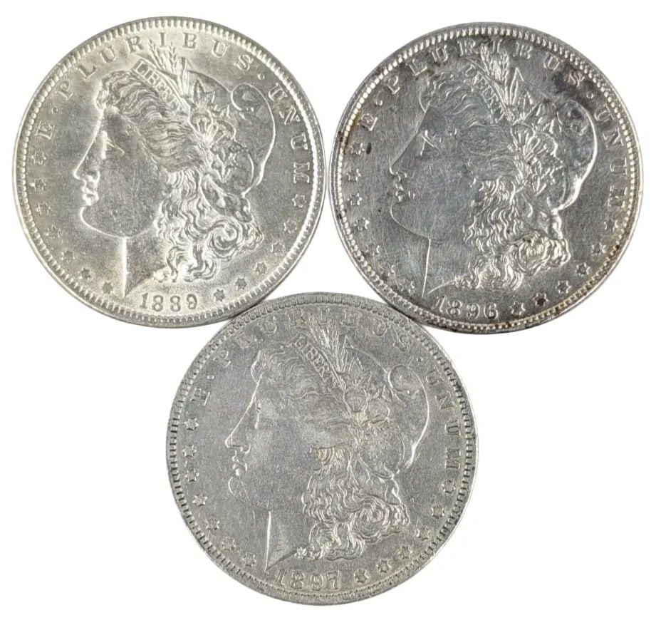 Lot of 3 Morgan Silver Dollars - 1889, 1896, 1897 (1 of 2)