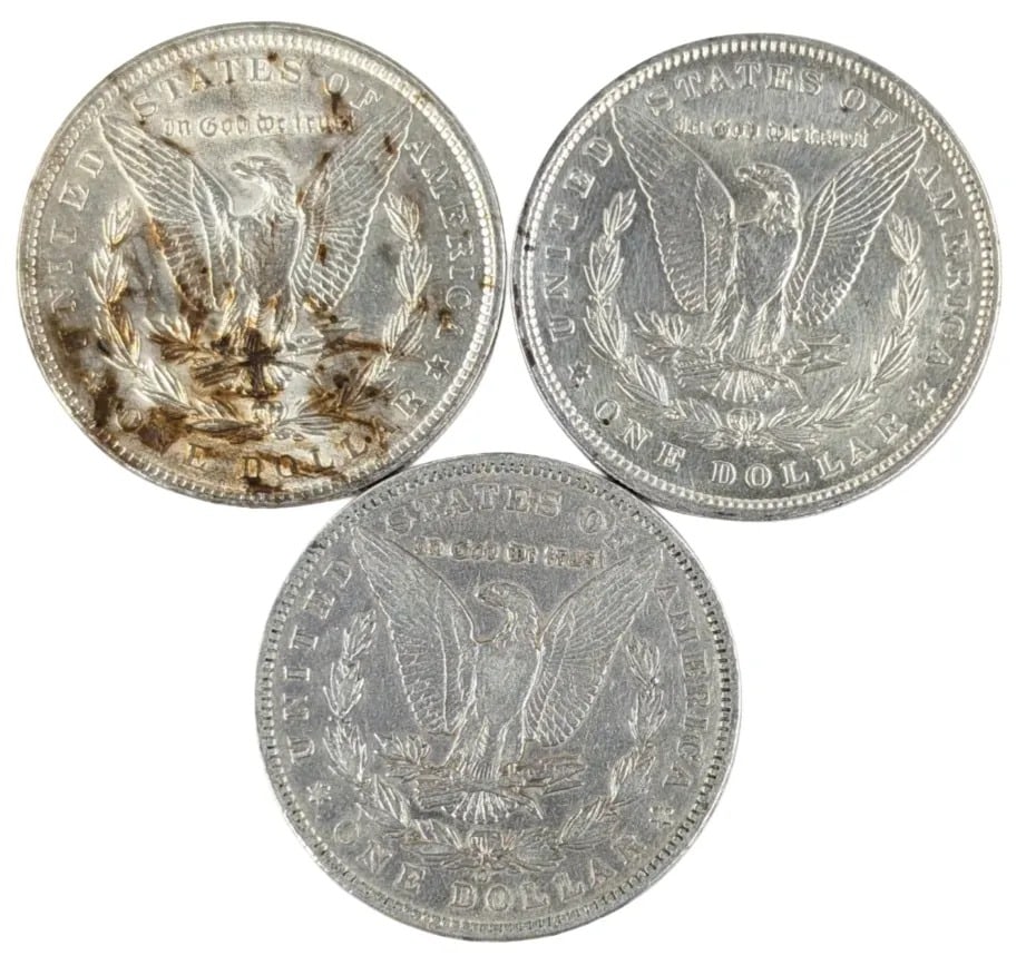 Lot of 3 Morgan Silver Dollars - 1889, 1896, 1897 - 2