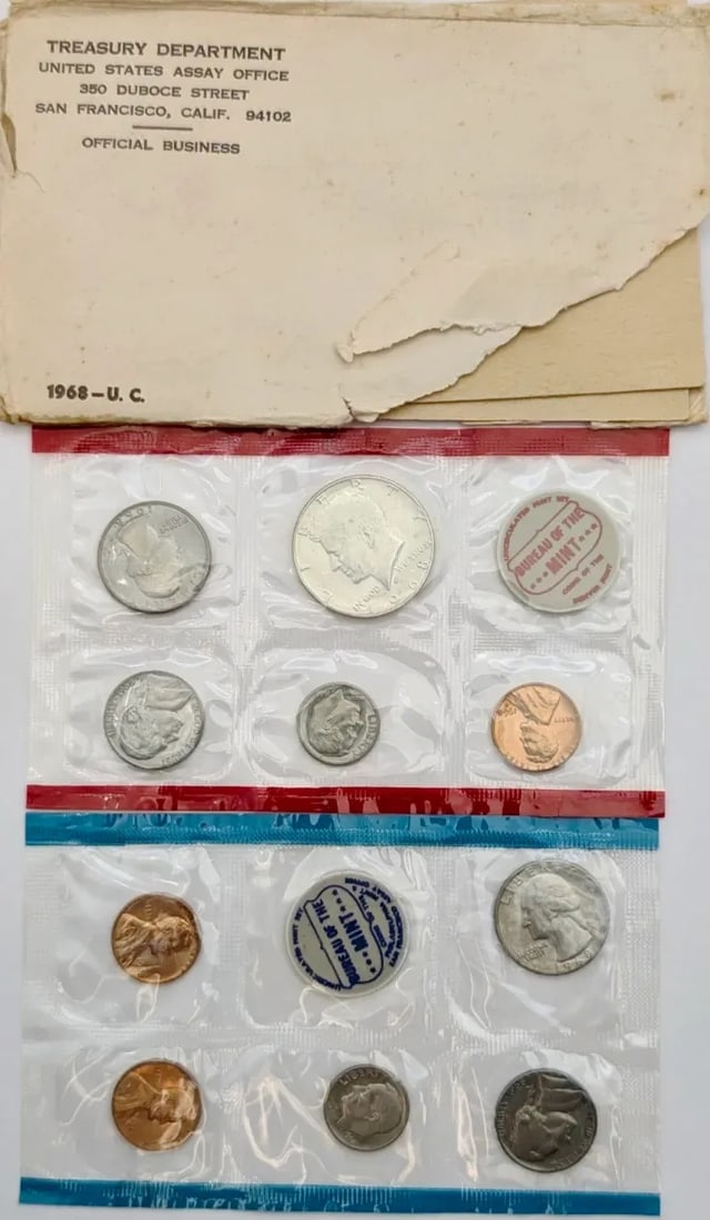 1968 US Uncirculated Set w/ Silver JFK Half: 40% Silver