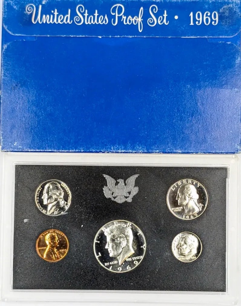 1969 US Proof Set w/ Silver JFK Half: 40% Silver