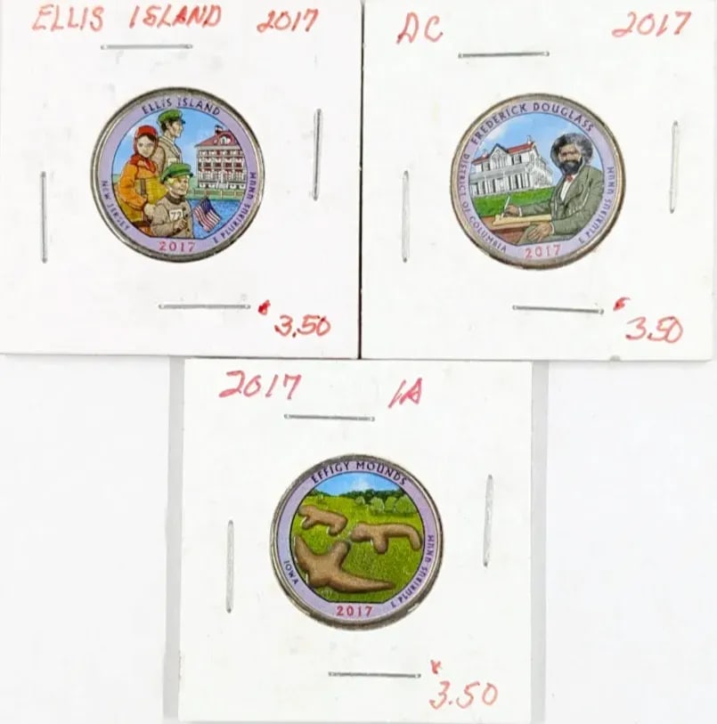 Lot of 3- 2017 Colorized America The Beautiful Quarters (1 of 2)