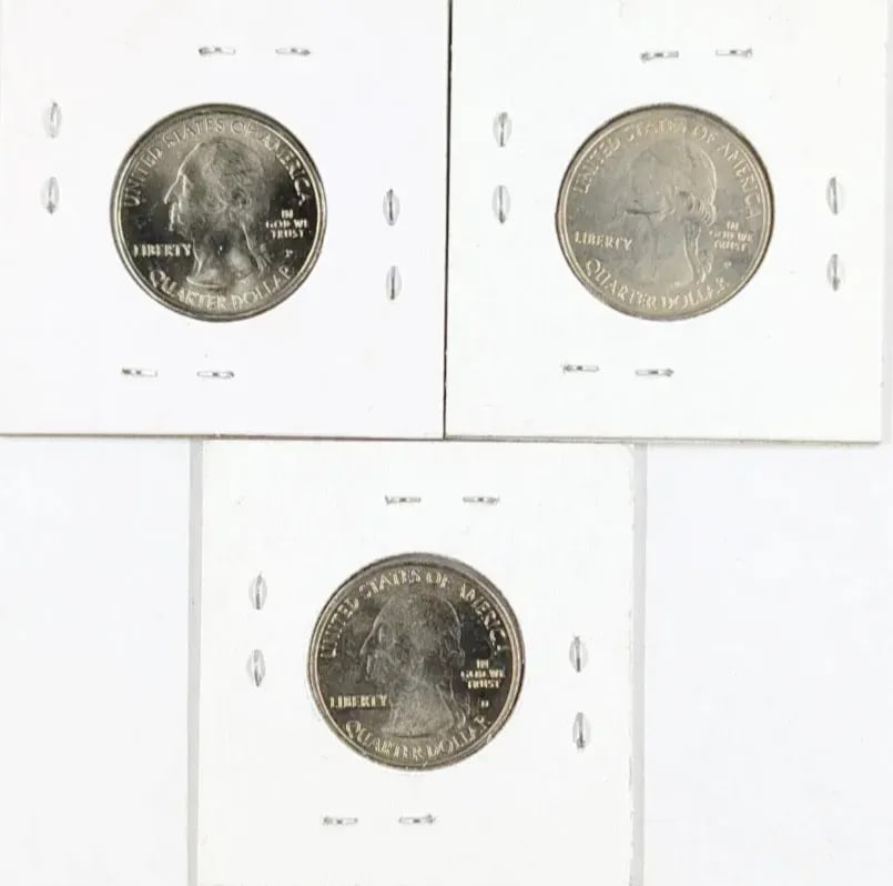 Lot of 3- 2017 Colorized America The Beautiful Quarters - 2