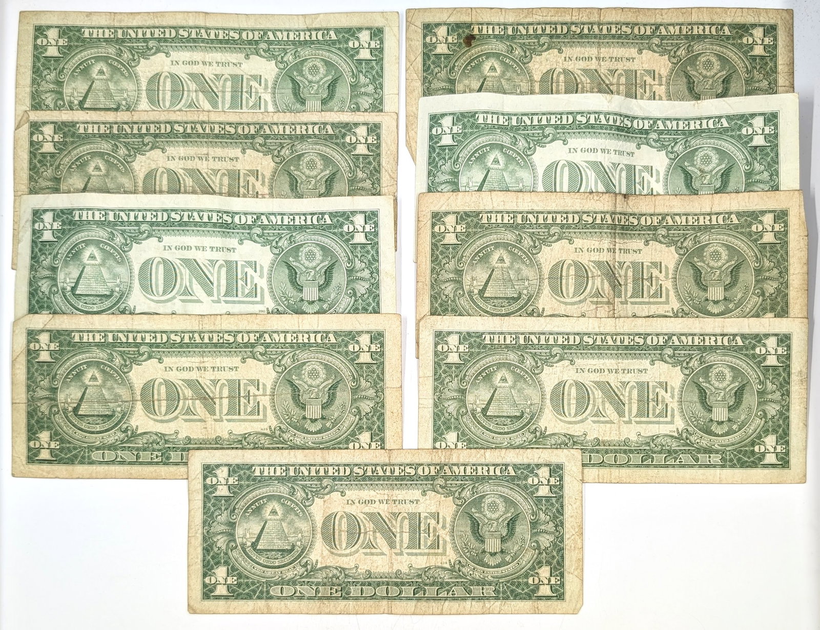 Lot of 9- 1957 $1 Notes- Silver Certificates - 2
