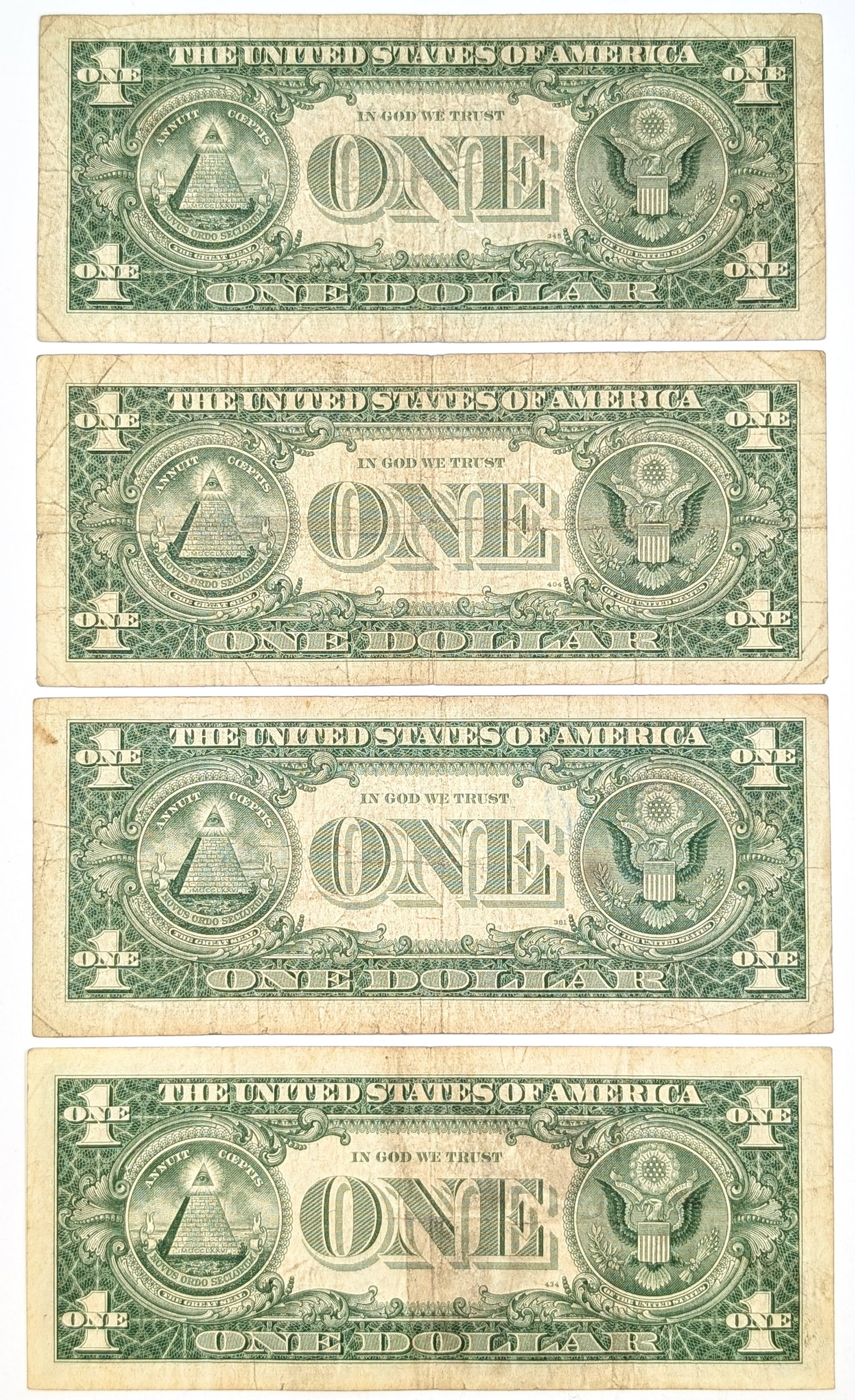 Lot of 4- 1957 A/B $1 Notes - Silver Certificates - 2