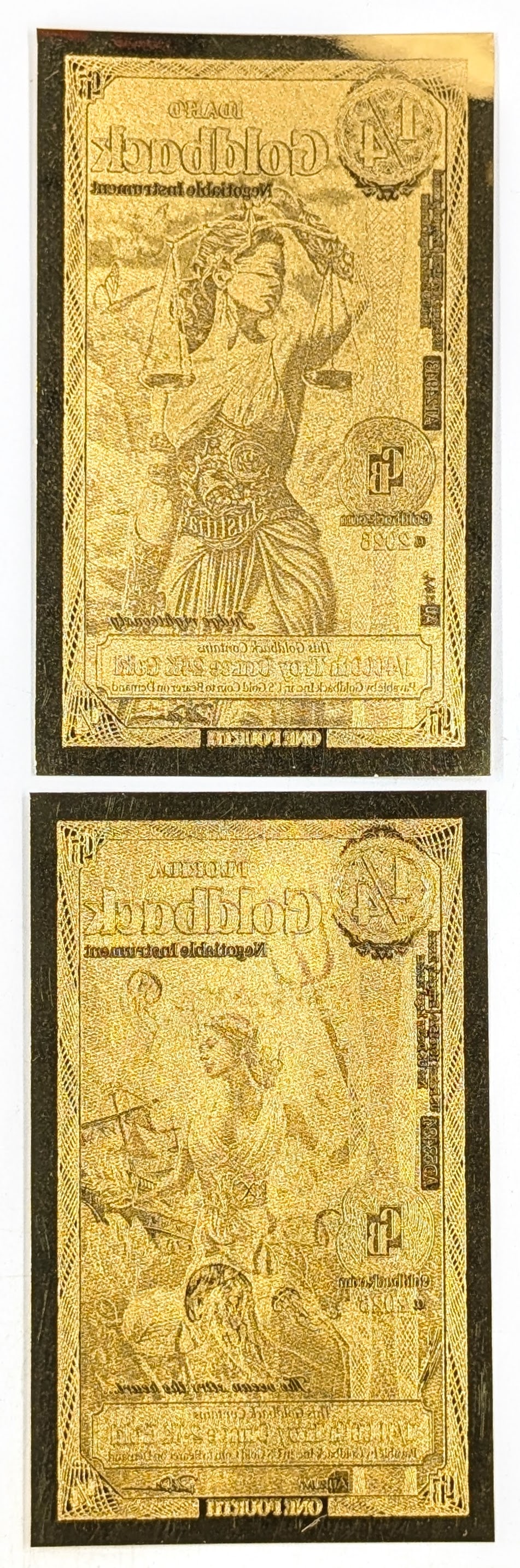 Lot of 2 - 2026 1/4 Idaho & Florida Goldbacks 1/4000th Troy Ounce 24K Gold each - 2