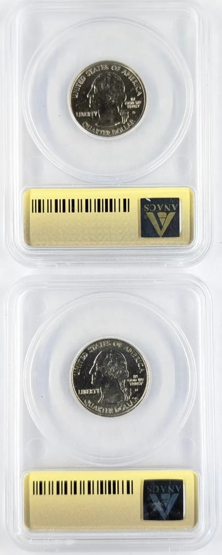 Lot of 2 ANACS MS67 State Washington Quarters- 2004-D WI, 2006-D NE - 2