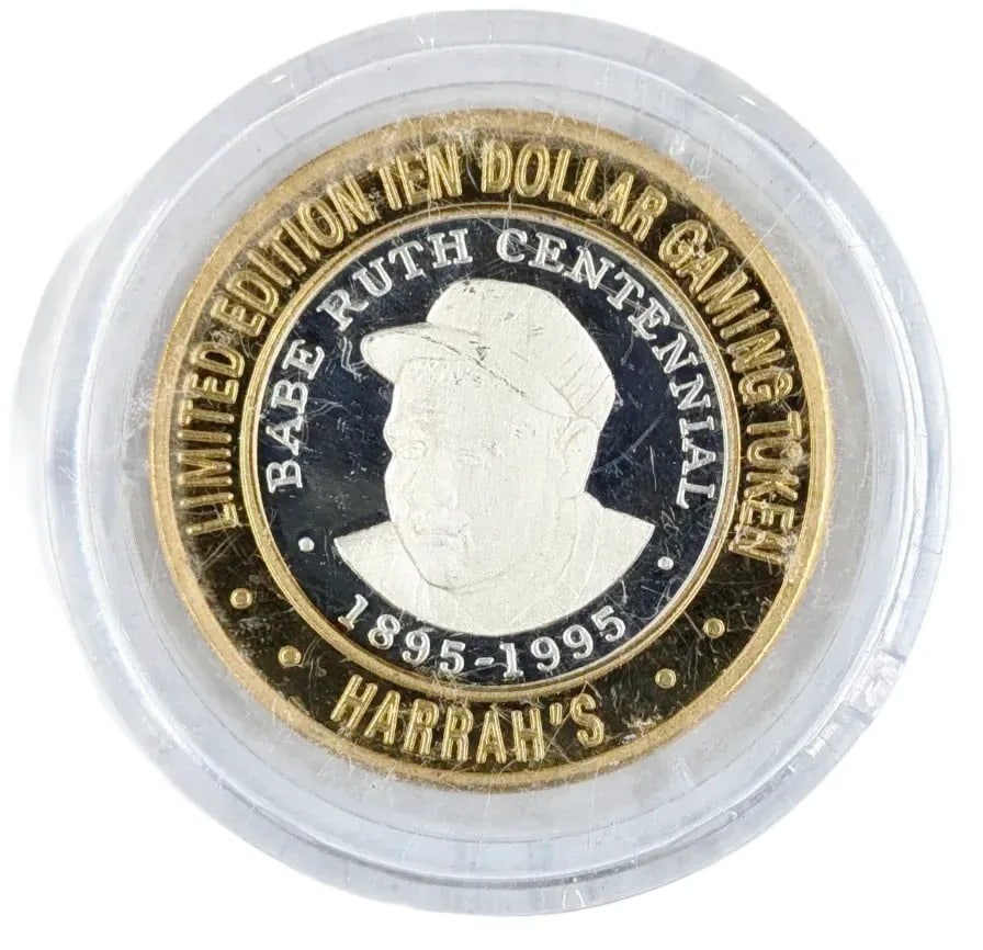 .999 Fine Silver Limited Edition 10 Dollar Gaming Token- 1995 Babe Ruth Centennial: _