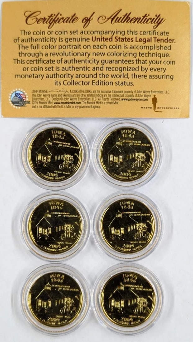 Lot of 6 John Wayne Commemorative Coin Set - 2