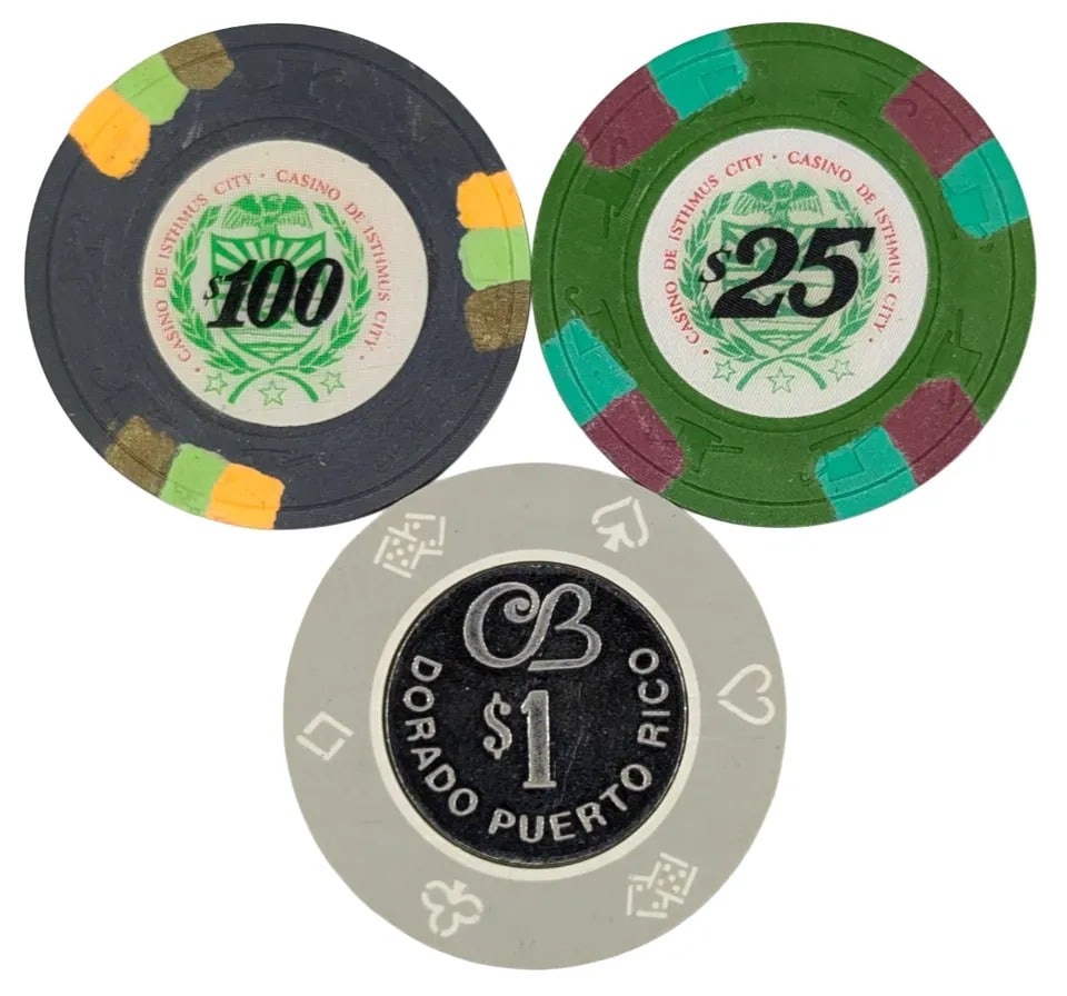 Lot of 3 Gaming/Casino Tokens- $100, $25, $1 - 2