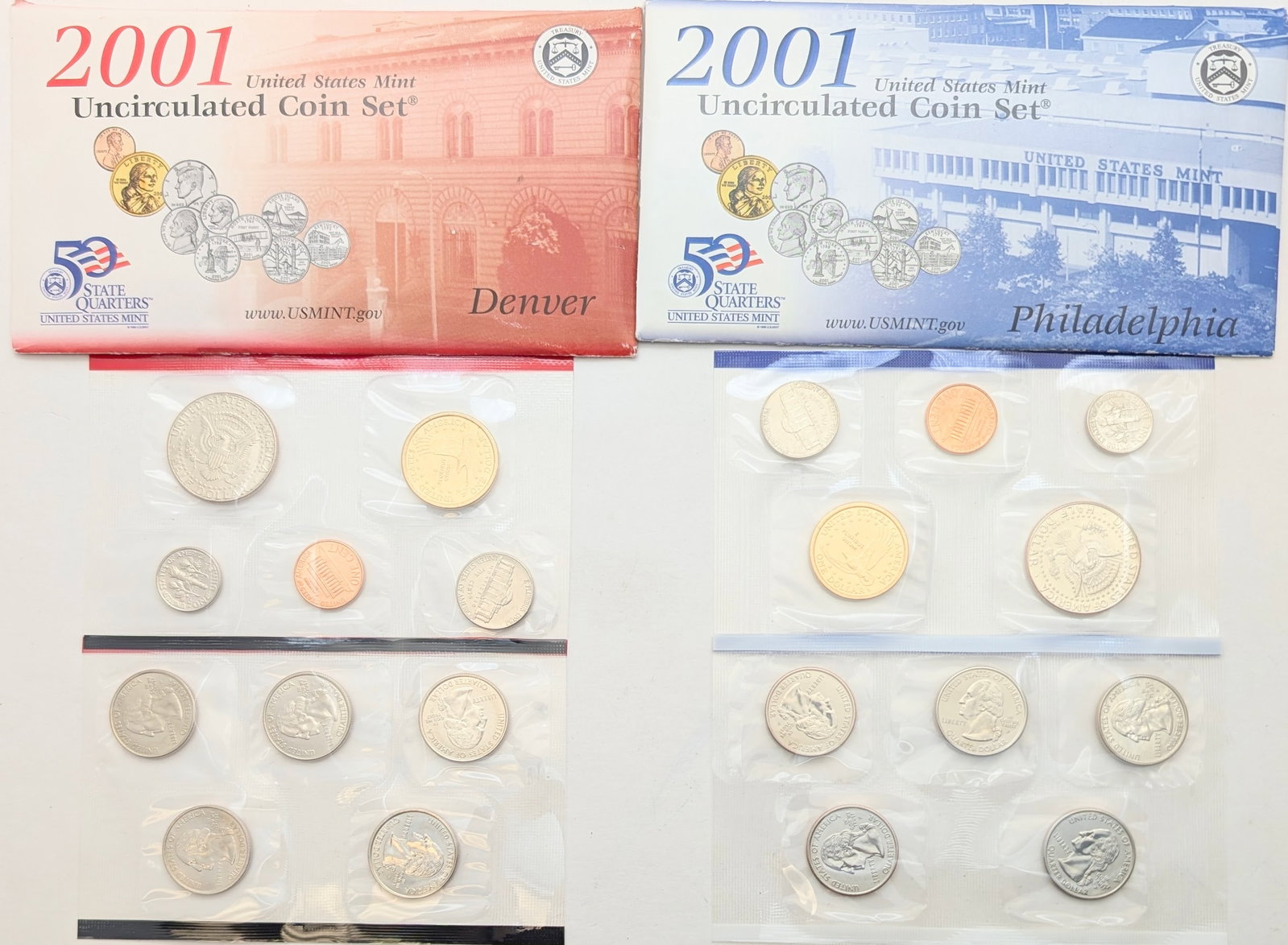 2001 P&D US Mint Uncirculated Coin Set - 2