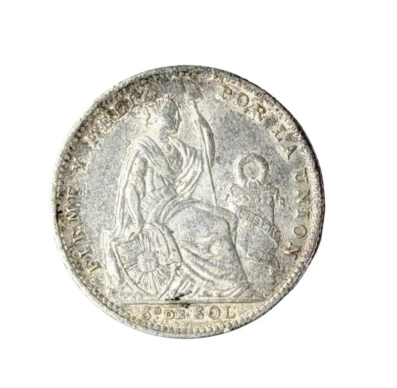 1916 Silver Peruvian Sol: 50% Silver