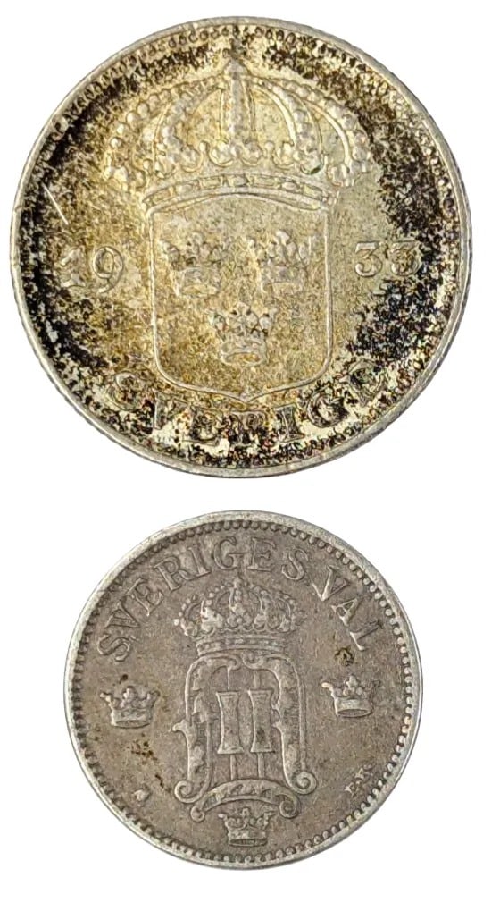 Lot of 2 Silver Swedish Ore- 1937 50, 1907 25 - 2