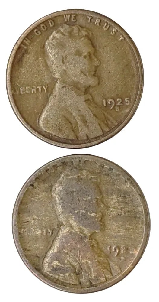 Lot of 2 Wheat Cents- 1925 S/D: _