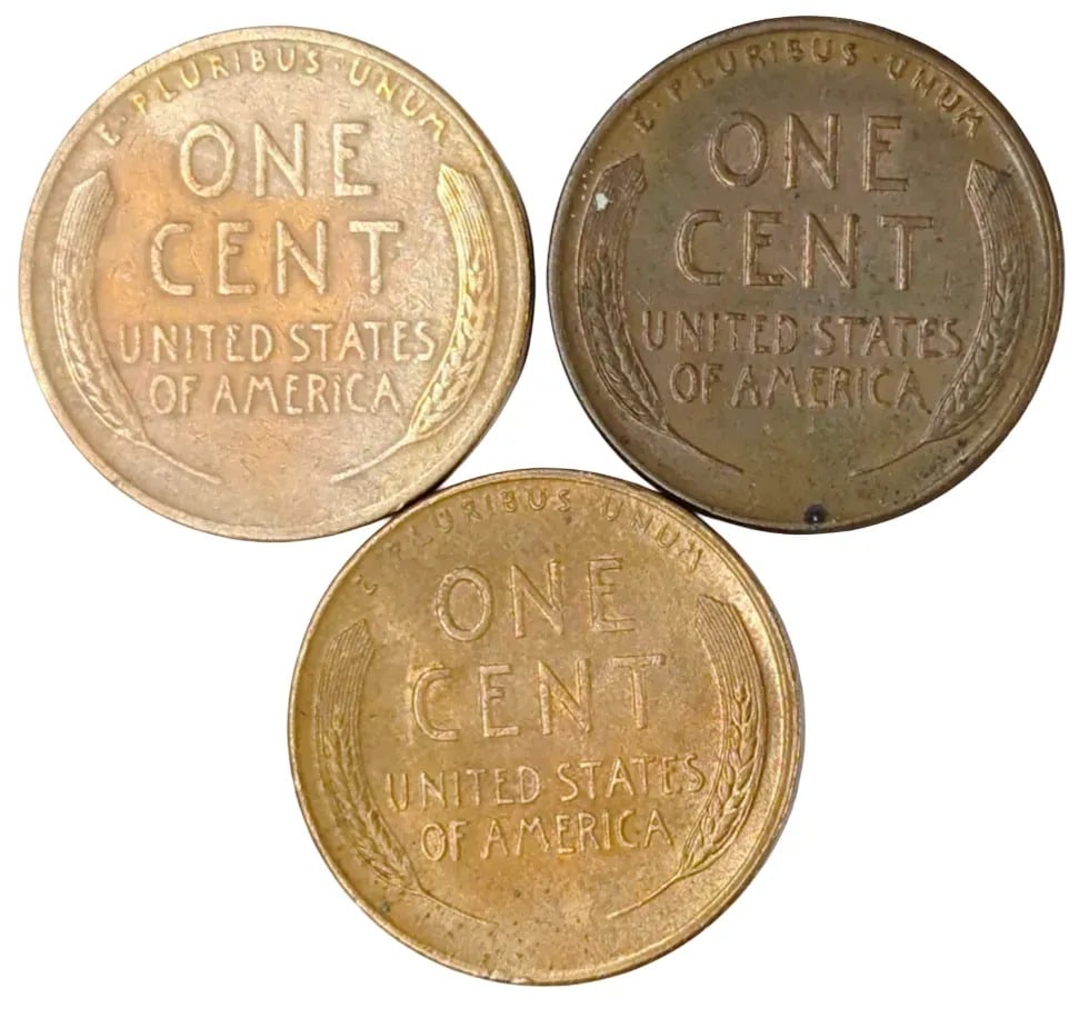 Lot of 3 Wheat Cents- 1944-S, 1946, 1948-S - 2