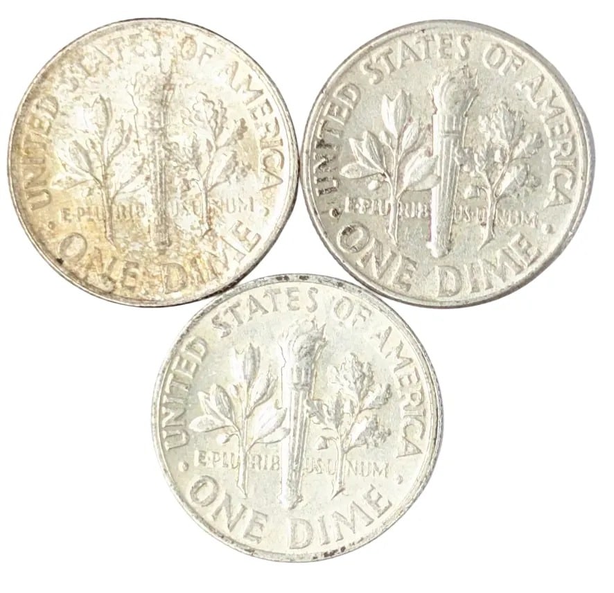 Lot of 3 Silver Roosevelt Dimes - 1960, 1963, 1964 - 2