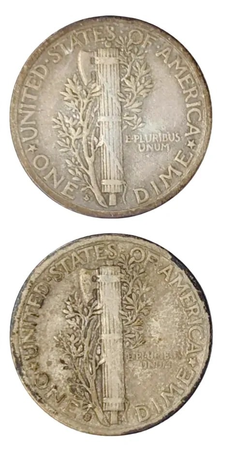 Lot of 2 Silver Mercury Dimes - 1940-D, 1941-S - 2