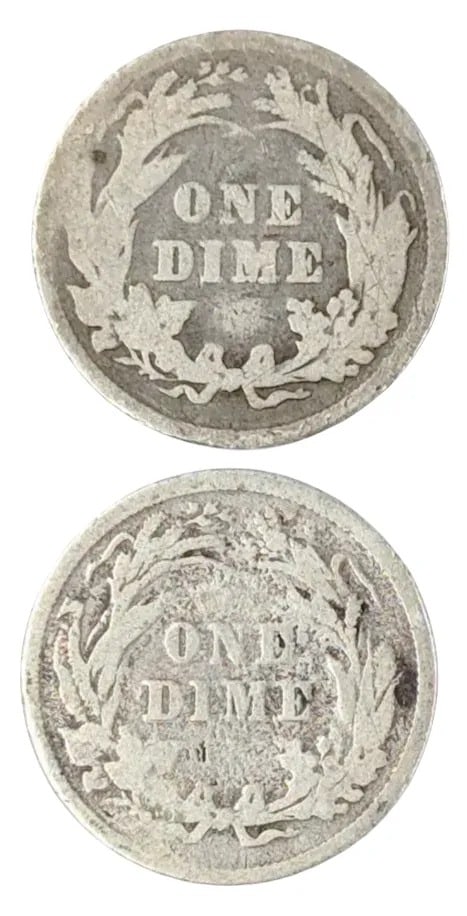 Lot of 2 Silver Barber Dimes- 1897, 1898 - 2