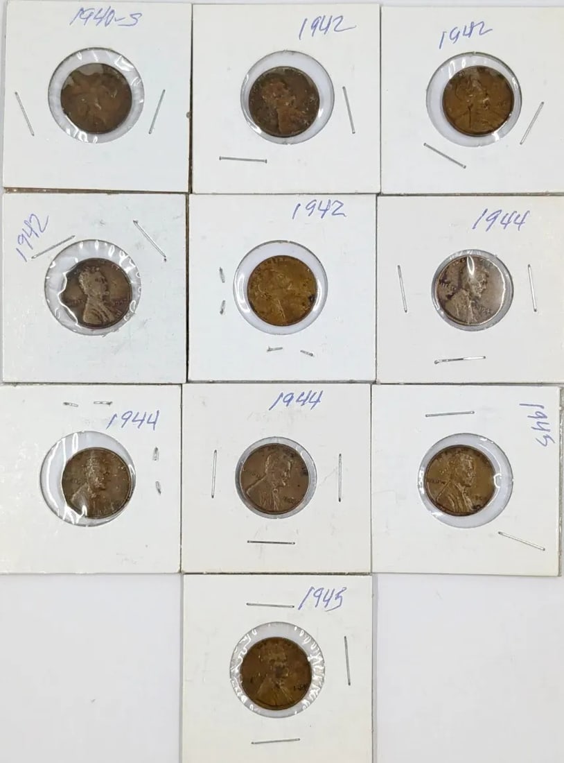 Lot of 10 Wheat Cents- 1940-1945: _