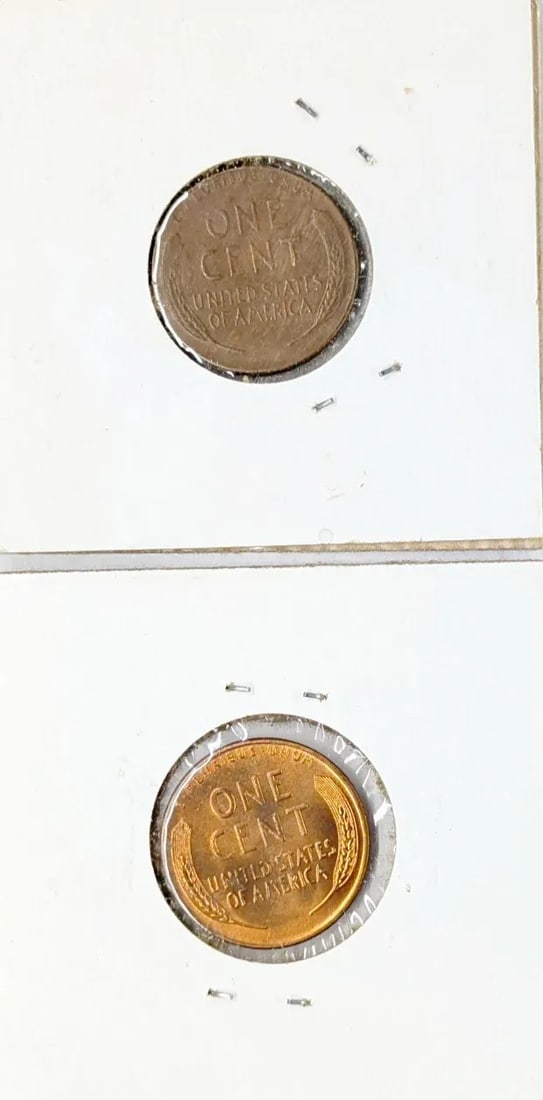 Lot of 2 Error Wheat Cents- 1955, 1957-D - 2
