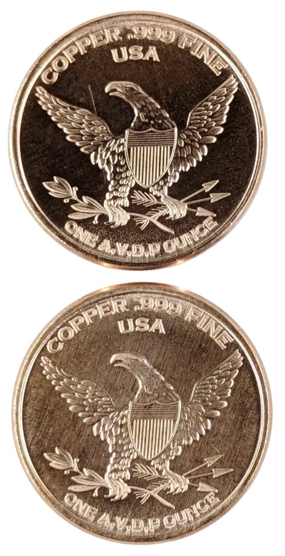 Lot of 2 - 1 Ounce (each) Fine .999 Copper Rounds - M16 Rifle - 2
