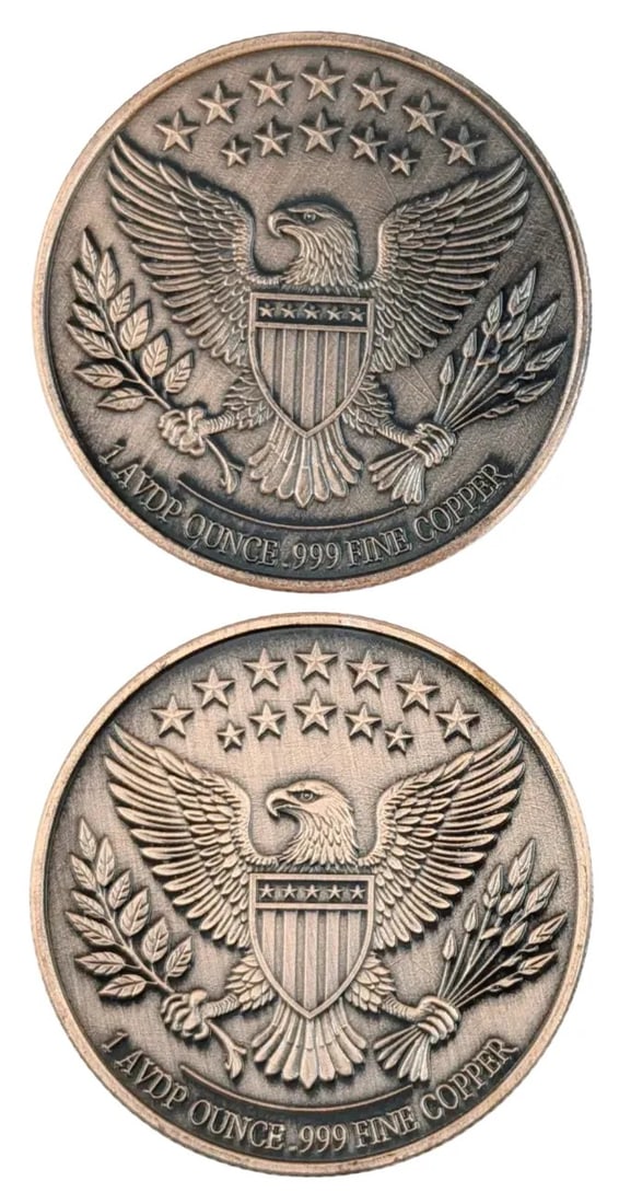 Lot of 2 - 1 Ounce (each) Fine .999 Copper Rounds -Colorized Statue of Liberty - 2