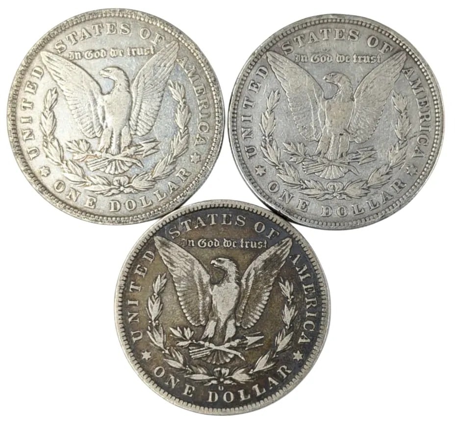 Lot of 3 Morgan Silver Dollars -1879, 1881, 1884-O - 2