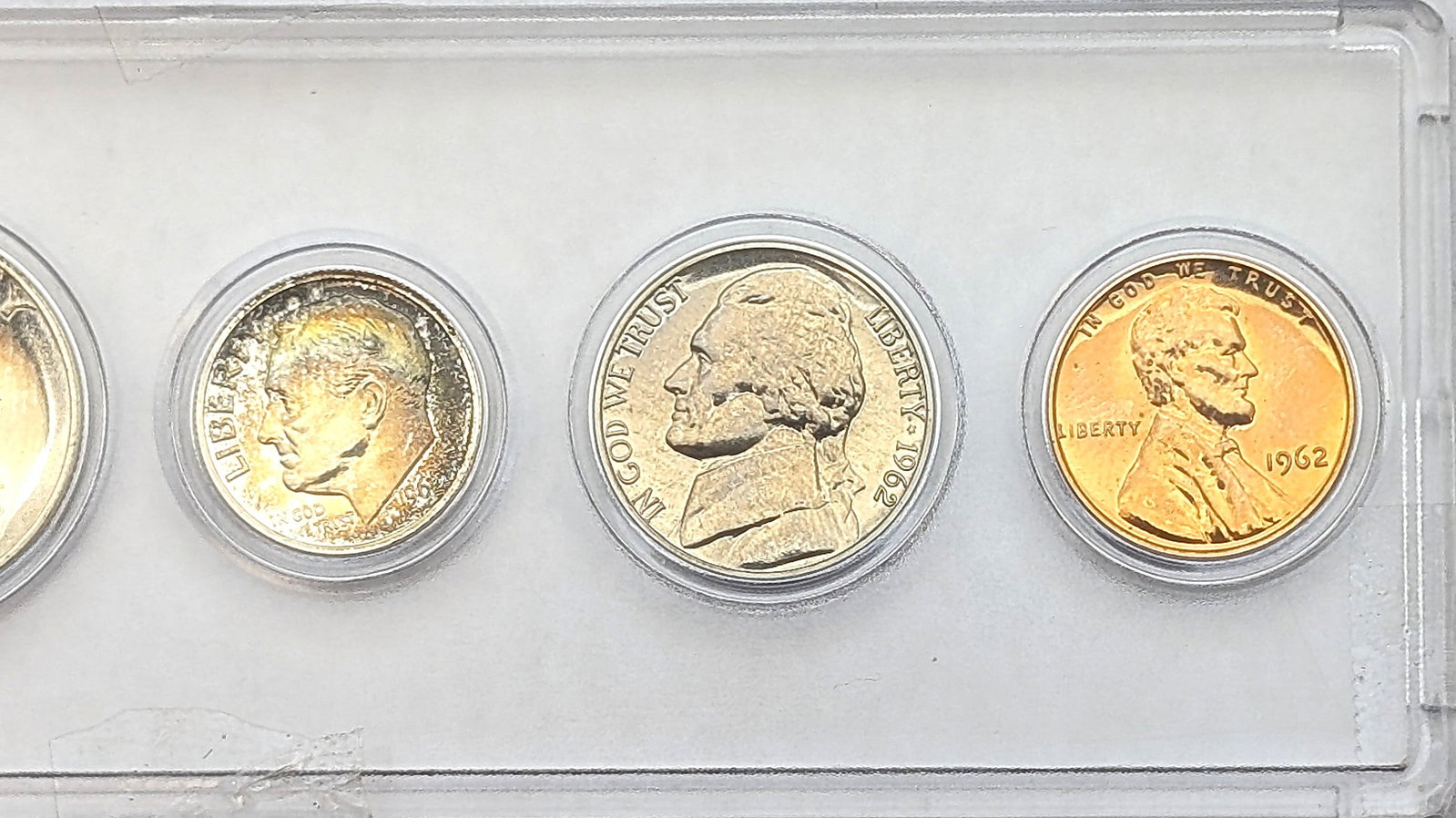 1962 US Mint Silver PROOF Set w/ Silver Half, Quarter, & Dime- Beautifully Toned - 4