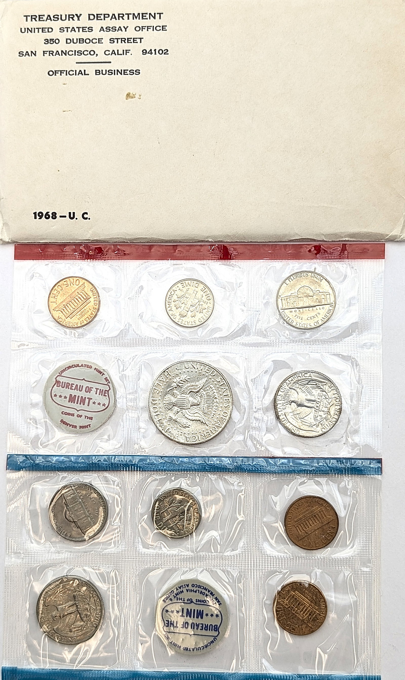 1968 US Uncirculated Coin Set w/ Silver JFK Half - 2