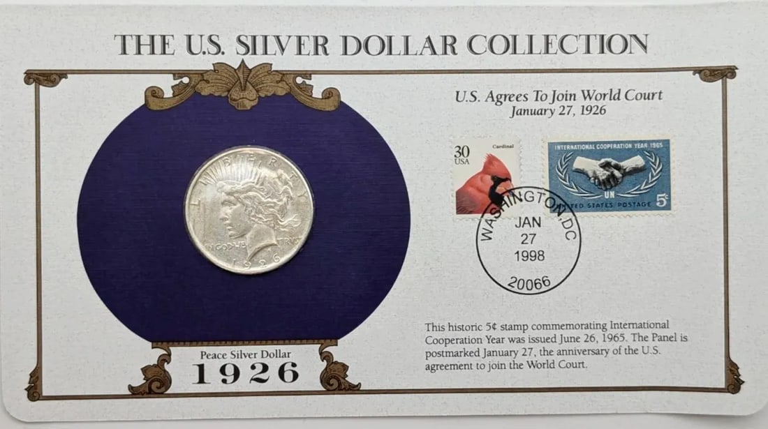 1924-S Silver Peace Dollar and Stamp Collection: _