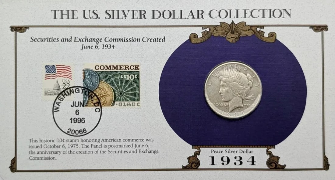 1926-S Silver Peace Dollar and Stamp Collection: _