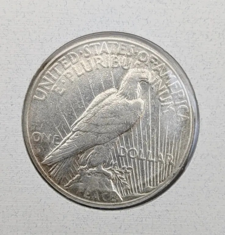 1925-S Silver Peace Dollar and Stamp Collection - 3
