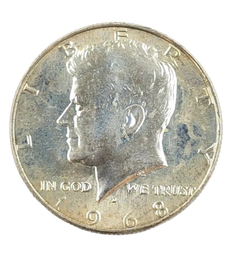 1968-D Uncirculated Silver John F Kennedy Half Dollar (40%)-Toned (1 of 2)