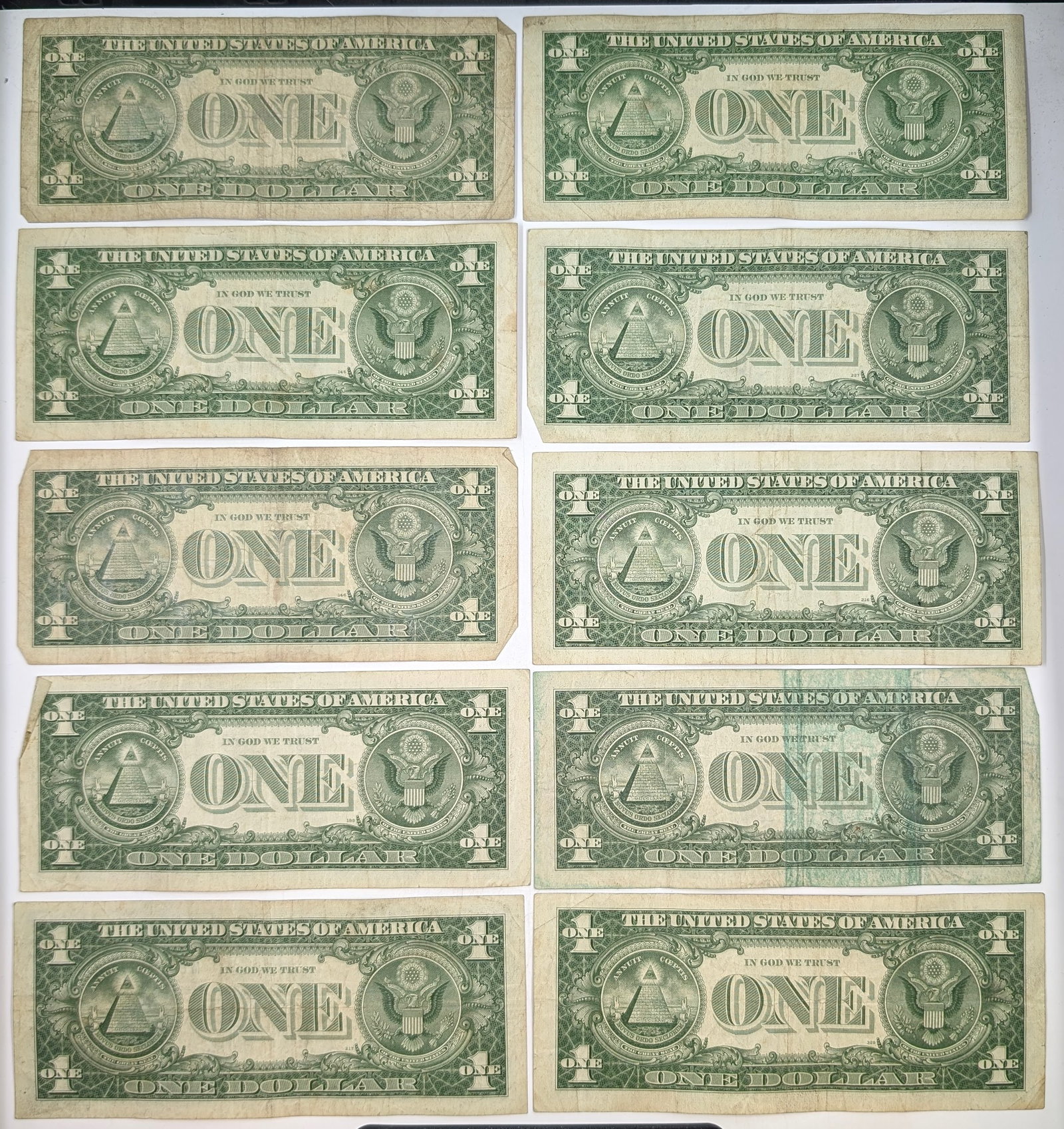 Lot of 10- 1957 Series $1 Notes - Silver Certificates - 2