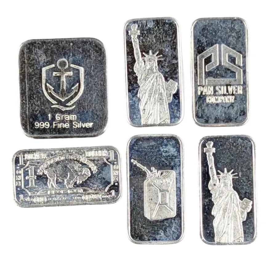6 Grams .999 Fine Silver- Statue of Liberty, Buffalo, Pan,etc: _
